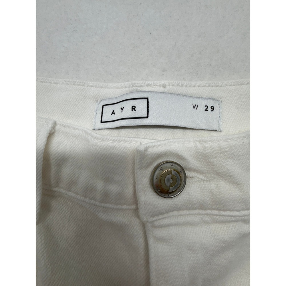 AYR The Beat High Rise Tapered Wide Leg Jeans White Denim 29 Made in USA - Picture 3 of 10